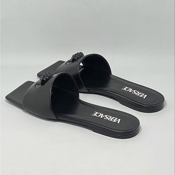 Versace La Medusa Leather Flat Sandals size 37 - Picture 6 of 14